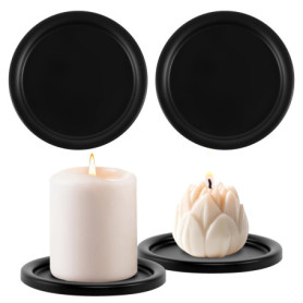 Ensemble de 4 Porte-Bougies en Métal Noir pour Décoration de Table