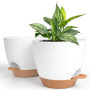 Lot de 2 Pots Auto Arrosants Winter Shore 20 cm - Blanc & Marron