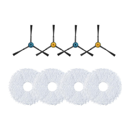 Kit d'Accessoires Eureka pour Aspirateur Robot J12 Ultra - 4 Brosses Latérales et 4 Serpillières