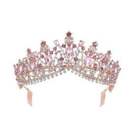 Diadème en Cristal et Strass Dorés pour Femme - Bijou de Tête Élégant