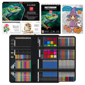 KALOUR Kit de Dessin Complet 135 Pièces avec Tutoriel et Carnet de Croquis