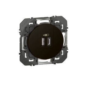 Prise Double Chargeur USB-A et USB-C 3A - Legrand Dooxie Noir