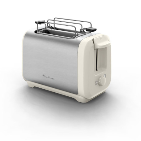 Grille-pain Subito 2 fentes avec chauffe-viennoiseries - Moulinex Inox Beige