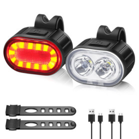 Lampe Vélo LED Rechargeable Avant et Arrière - Oderra
