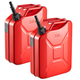 Jerrican Essence Métal 20L VEVOR - Lot de 2 avec Bec Verseur et Poignée Confortable