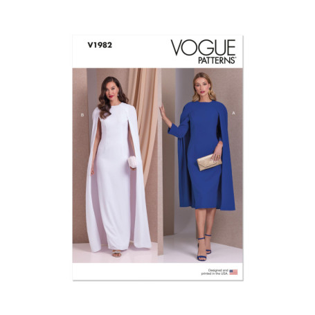 Robe Cape Ajustée Femme avec Décolleté Bijou - Vogue Patterns V1982B5