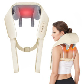 Masseur de cou électrique chauffant Shiatsu sans fil - Soulagement cervical et musculaire