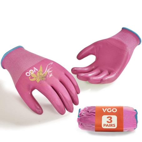 Gants de Jardinage Vgo... pour Femmes - Antidérapants et Respirants, Lavables en Machine