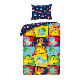 Parure de lit Pokémon Multicolore 140x200 cm avec taie d'oreiller en coton