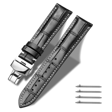 Bracelet en Cuir Véritable TRISTRAPS avec Boucle Déployante - 20mm - Couleurs au Choix