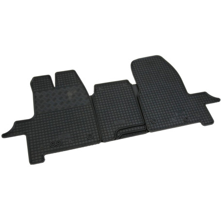 Set de 3 Tapis de Sol en Caoutchouc Noir pour Ford Tourneo/Transit/Custom