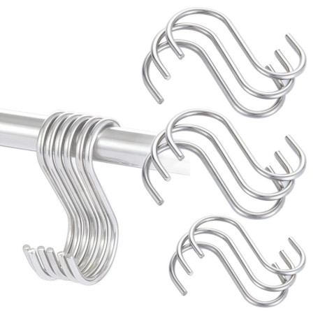 Lot de 20 Crochets en S en Acier Inoxydable - Idéal pour Salle de Bain, Cuisine et Bureau