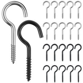 AiQInu 20 Crochets Muraux Inox Noir et Argent pour Rangement Pratique