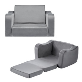 Canapé Pliable 2-en-1 pour Enfants - Chaise Longue Moelleuse avec Accoudoirs