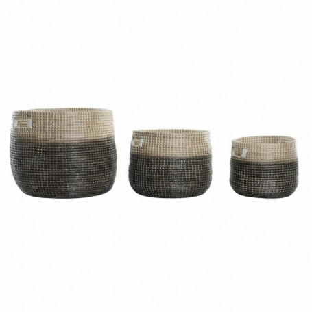 Set de basket DKD Home Decor Naturel Gris Herbier marin (3 pcs) (37 x 37 x 40 cm 249,99 €