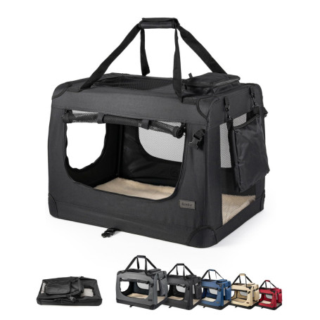 Caisse de Transport Pliable Lionto pour Chien et Chat - Noir, 90x61x65 cm