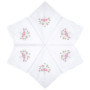 Mouchoirs en Coton Blancs Brodés Fleurs Roses - Lot de 6