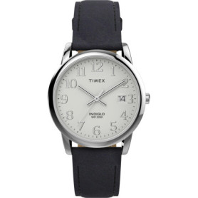 Montre Timex Easy Reader pour Homme - Cuir Noir et Cadran Blanc