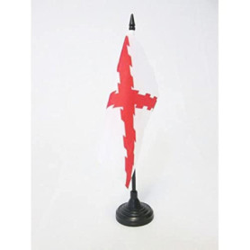 Drapeau de Table Croix de Bourgogne 15x15 cm avec Socle Noir