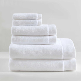 Lot de 6 Serviettes de Bain Calvin Klein en Coton Doux - Entwine Solid White