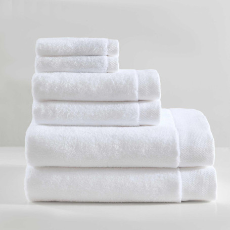 Lot de 6 Serviettes de Bain Calvin Klein en Coton Doux - Entwine Solid White