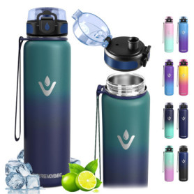 Bouteille Isotherme Vikaster 1L - Gourde Sport et Voyage, 24h Froid, 12h Chaud