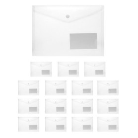 Lot de 12 Pochettes Plastiques A5 Transparentes avec Bouton Pression