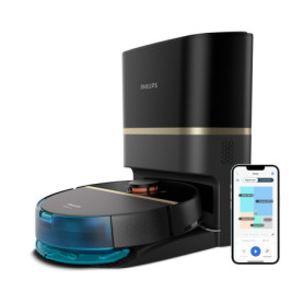 Philips Homerun Série 7000 - Robot Aspirateur Laveur Noir avec App Connectée