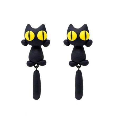 Boucles d'oreilles en forme de chat noir pour filles - Idéal pour anniversaires et fêtes
