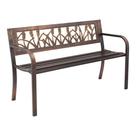 Banc de jardin en acier carbone avec dossier floral - 127 cm