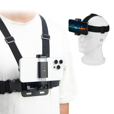 Support de poitrine et tête BRDRC pour iPhone et caméras d'action