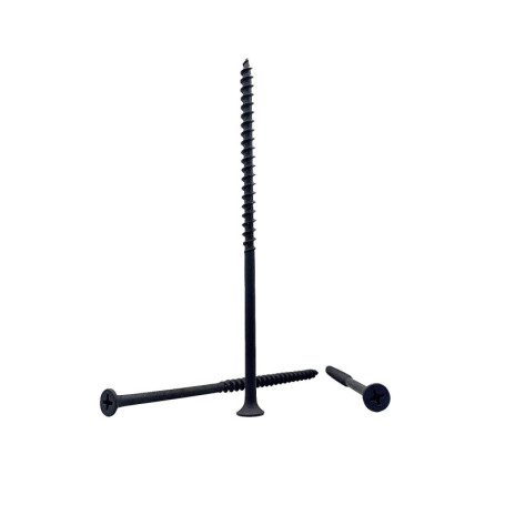 Lot de 150 vis à bois en acier noir - Tête bombée cruciforme 4,8 x 130 mm