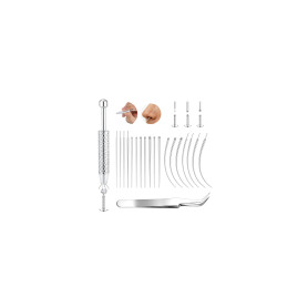 CASSIECA 20Pcs 14/16/18/20G Piercing Aiguilles Acier Chirurgical Piercings Taper Ball Grabber Outil Kit Piercing Aiguille pour O