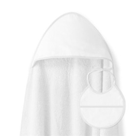 Poncho de Bain pour Bébé en Coton - Peignoir à Capuche Blanc