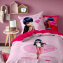 Parure de Lit Miraculous Ladybug en Coton Rose - Housse de Couette 140x200 et Taie 63x63