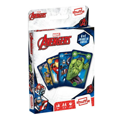 Jeu de Cartes Shuffle Avengers - 4 Jeux en 1 pour Enfants