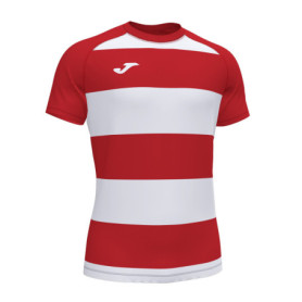T-Shirt Joma Prorugby II Rouge-Blanc à Manches Courtes pour Adultes