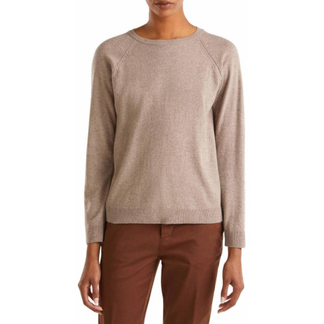 Pull-over en laine et cachemire beige pour femme - United Colors of Benetton