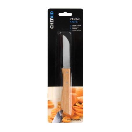 Couteau d'Office Chef Aid 17 cm - Lame Inox et Manche en Bois Ergonomique