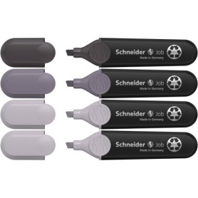 Lot de 4 Surligneurs Schneider Job 150 en Plastique Recyclé - Nuances de Gris et Mauve