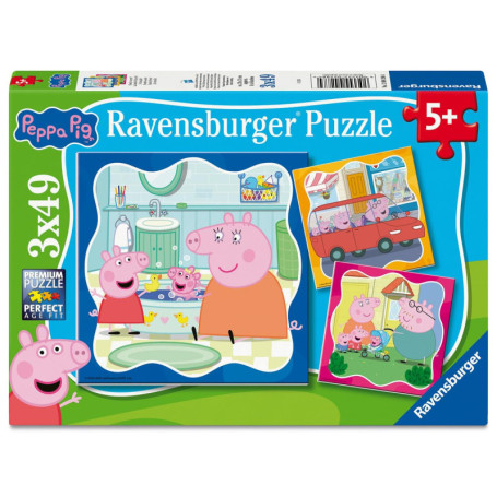 Coffret de 3 Puzzles Peppa Pig - 49 pièces pour Enfants dès 5 Ans