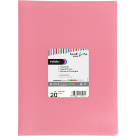 Classeur à Pochettes Transparentes Grafoplás - Lot de 20 en Rose Clair pour École et Bureau