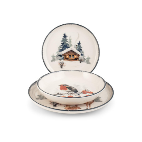 Service de Table de Noël 18 Pièces Frosty en Grès H&H