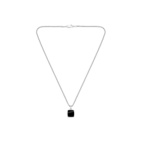 Collier BOSS ODELL en Acier Inoxydable avec Pendentif Onyx Noir pour Homme