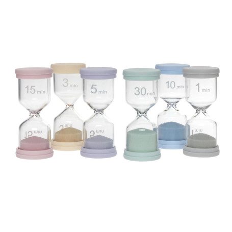 Lot de Sablier Coloré TFA Dostmann - Minuteurs en Verre pour Enfants et Cuisine