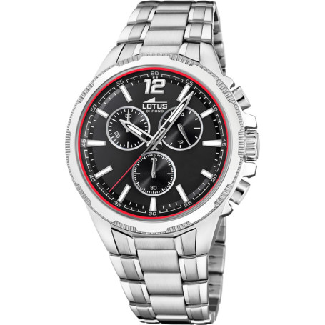 Montre Chronographe Homme Lotus en Acier Inoxydable Argenté