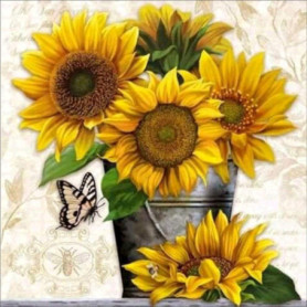 Kit de broderie au point de croix Abillyn - Motifs tournesol, abeille et papillon