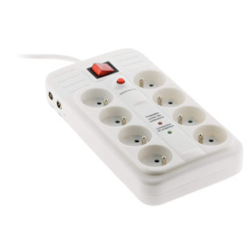 Multiprise Parafoudre 8 Prises avec Interrupteur et Protection RJ11 - Zenitech