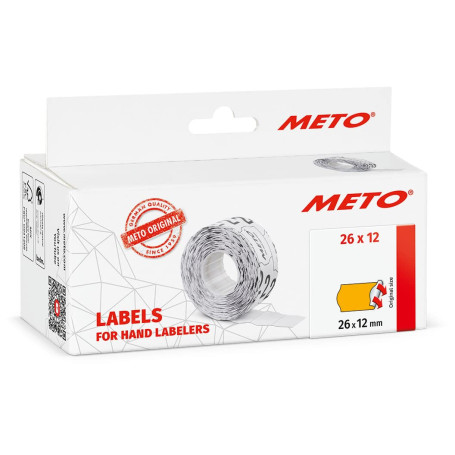 Étiquettes Manuelles Meto 26x12 mm - Papier Orange Fluo, 6000 Adhésives