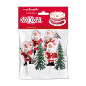 Kit de Décoration de Gâteau Noël avec Figurines Sapins et Père Noël